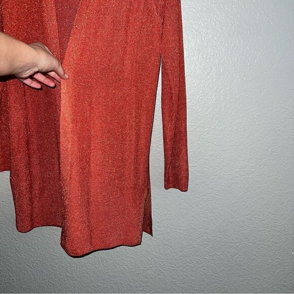 Ann Taylor Womens Open Front Long Sleeve Knitted Sweater Cardigan Orange Medium - Picture 5 of 8